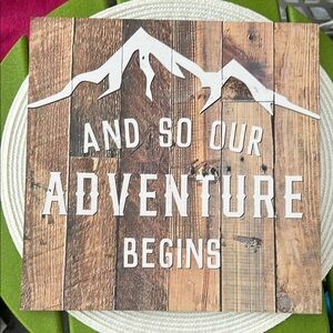 MRC And So Our Adventure Begins Wooden Farmhouse Sign